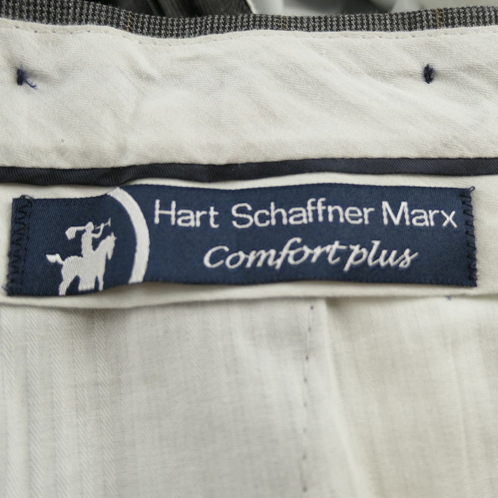 Hart Schaffner Marx Dress Pants Mens 40x32 Pleated Cuffed Grey Windowpane‎ Check - Picture 4 of 16